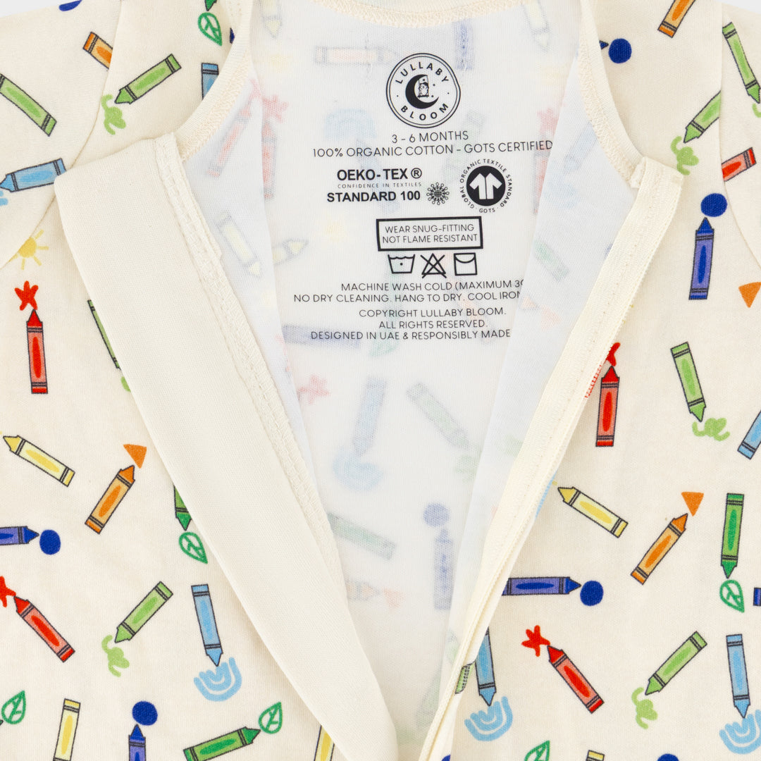 Crayons Peek-a-Boo Sleepsuit (0-3 months, 3-6 months)