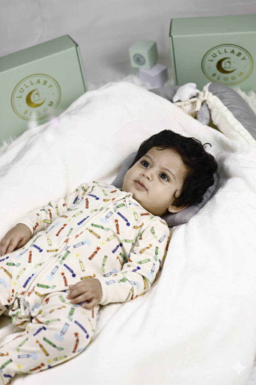 Crayons Peek-a-Boo Sleepsuit (0-3 months, 3-6 months)